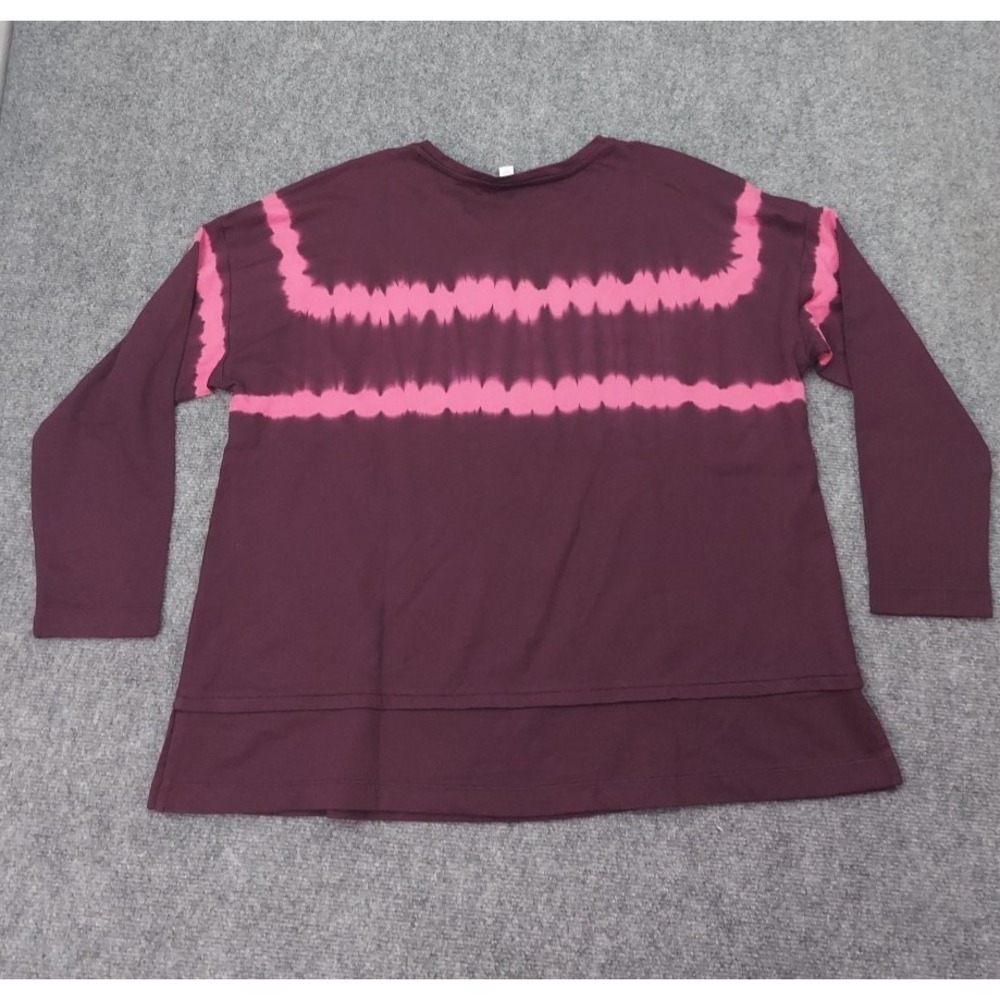 J Jill Fit Sweatshirt Top Women XL Pink Burgundy Tie Dye Pullover Tunic Sweater - Picture 2 of 11